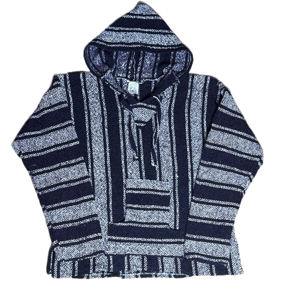 Vintage Vel-Mex Baja Hoodie Drug Rug Pullover Surf Festival Mexico Size L